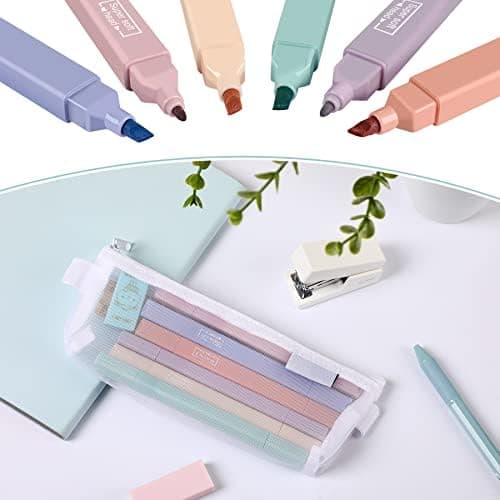 MARFOREVER Pastell Textmarker, 6 Stück Dual Tips Highlighter Pen Marker für Schüler und Office Worker bei Schul- und Bür