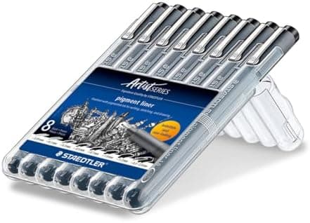 Staedtler Fineliner Schwarz, Set mit 6 Linienbreiten, hohe Qualität, Dokumentenecht, Montage, 308 SB6P
| Staedtler Pigm