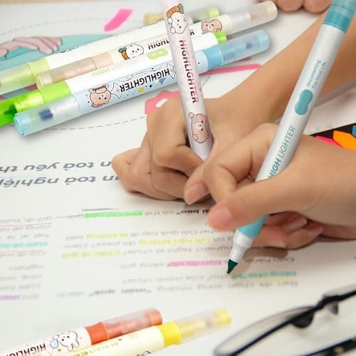 18 Pastell Textmarker Leuchtstift Mit Zwei Spitzen, MeißEl Und Fine Highlighter Pen Für Journaling und Schulzubehör, 60m