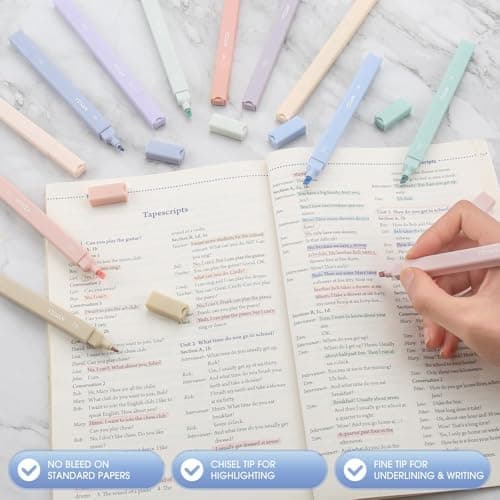 Aesthetische Pastelltextmarker YISAN 12 Farben Doppelspitze für Bibelmarke und Notizen 70924