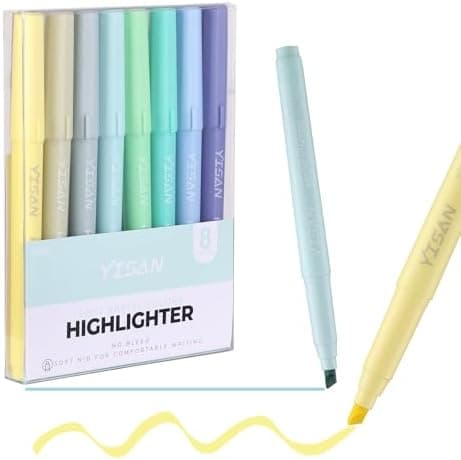 YISAN Pastell Textmarker Set für Bibelmarker, Ausmalen für dünne Papiere, 70269 - Pastell Marker für Bibellektoren und A