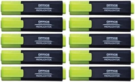 OFFICER PRODUCTS Leuchtender Textmarker 10er Pack Gelb Hohe Qualität und Sicherheit für Schüler und Büroangestellte