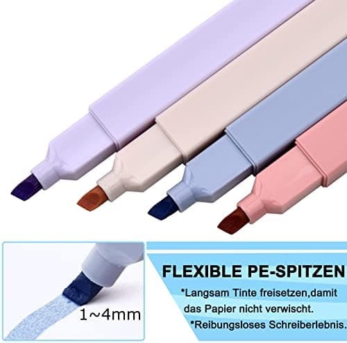 [12er-Pack] Ästhetische Textmarker für Schüler und Studierende mit weicher Keilspitze, No Bleed Bible Highlighter Pastel