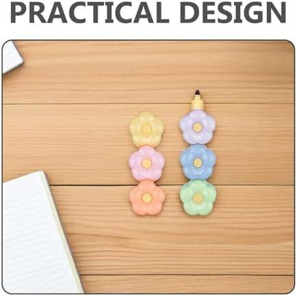 NUOBESTY 5-Satzes bunte Blumen-Textmarker Stapelbar für Schul- und Bürotagebedarf - Notizen, Planer und kreative Projekt