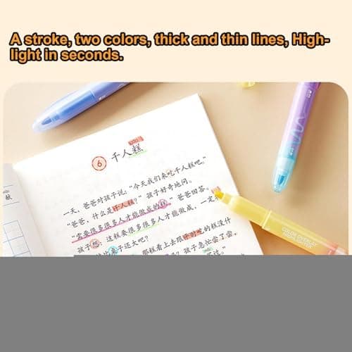 Fluoreszenz-Highlighter Double Ended, 6 Farben, Schnelltrocknend für Bibel, Hauptsache Journaling, Schulbedarf
| Fluore