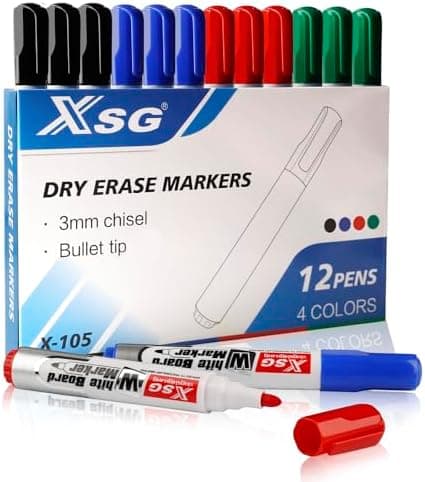Whiteboard Marker 12er Pack Trocken Abwischbar Rundspitze 3mm Perfekt für Schule Büro Zuhause