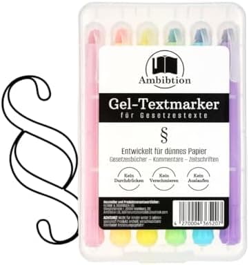 Habersack Gesetzbücher Gel-Textmarker Satorius -farbenfroh für dünnes Papier und Kommentare
| Gesetzbücher Highlighter