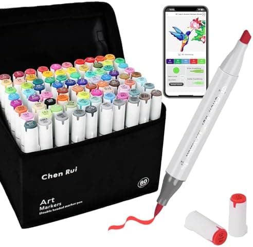 Chen Rui 60 Farben Alkohol Marker für Erwachsene und Kinder - Doppelspitze Pinsel & Meißel - Alkoholmarker für Malen, Sk