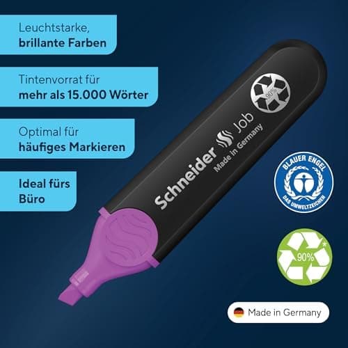 Schneider Job 150 Pastell Textmarker - recycelter Kunststoff, Der blaue Engel ausgezeichnet, 10er Pack rosé