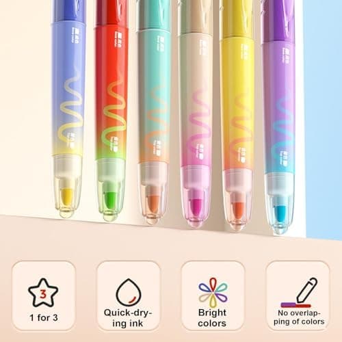 Fluoreszenz-Highlighter Double Ended, 6 Farben, Schnelltrocknend für Bibel, Hauptsache Journaling, Schulbedarf
| Fluore