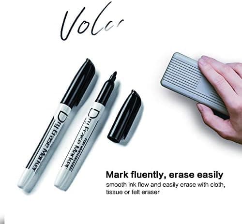 Volcanics Whiteboard Marker Stifte - Rundspitze - Abwischbar - Trocken Rückstandsfrei - Schwarz - 36er Set
