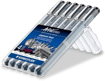 Staedtler Fineliner Schwarz, Set mit 6 Linienbreiten, hohe Qualität, Dokumentenecht, Montage, 308 SB6P
| Staedtler Pigm