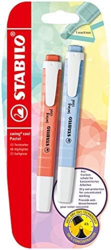 STABILO Textmarker swing cool Pastel für Kinder - Schulzweck - 14er Pack - Unenschädliche Farben - Schulbuch UV-Unterstr