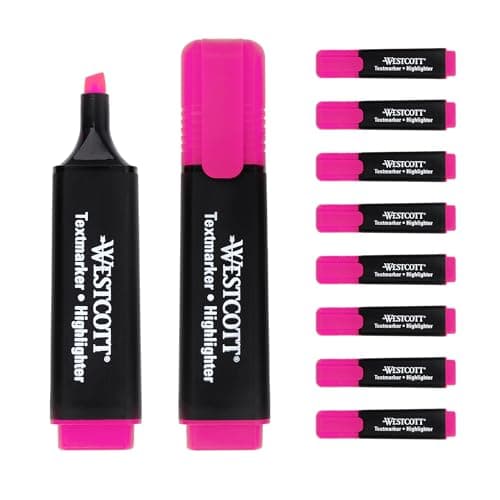 Westcott Textmarker E-743687 00 | 10 Stück gelb | 10er Pack | Leuchtendes Gelb | 2-5 mm Strichstärke | Premium Tinte aus