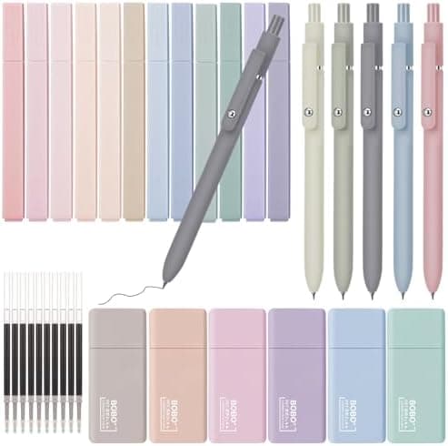 33 Stück Textmarker Pastell Set für Büro und Schulalltag - Aesthetic Marker mit 10 Ersatzminen und 6 Korrekturbändern
|