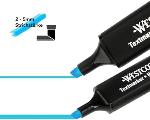 Westcott Textmarker E-743687 00 | 10 Stück gelb | 10er Pack | Leuchtendes Gelb | 2-5 mm Strichstärke | Premium Tinte aus