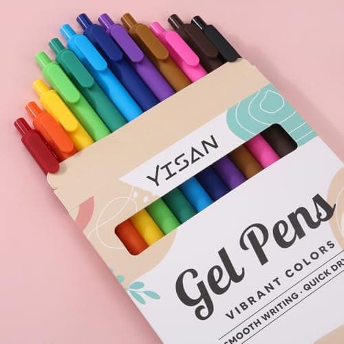 YISAN Einziehbarer Kugelschreiber bunt 12 Farben, Schnell trocknende für Bullet journal und Malen, 0,7 mm Set 71044