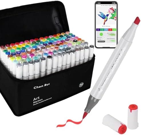 Chen Rui 60 Farben Alkohol Marker für Erwachsene und Kinder - Doppelspitze Pinsel & Meißel - Alkoholmarker für Malen, Sk