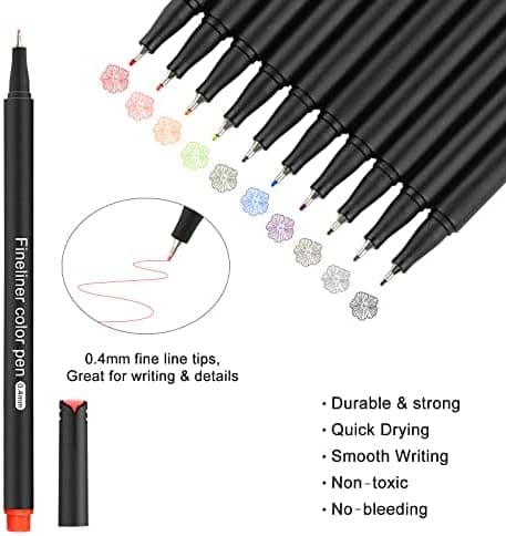 Finer Fineliner Stifte Beupro 24 Farben — Precision-Line Set 0,4mm, ideal für Kalligraphie, Design, Malerei und Comics f