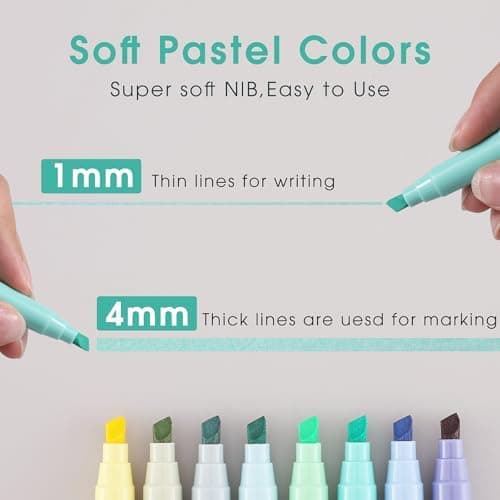 YISAN Pastell Textmarker Set für Bibelmarker, Ausmalen für dünne Papiere, 70269 - Pastell Marker für Bibellektoren und A