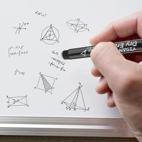 YISAN Magnetische Whiteboard Stifte, Schwarz, extra feine Spitze, abwischbar, 0,7 mm, Radiergummi, 12,70573