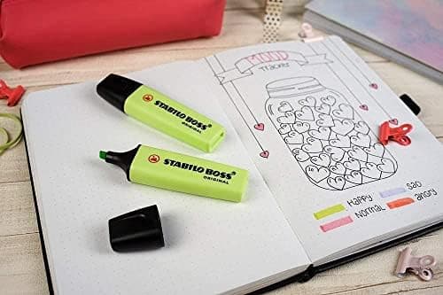 STABILO Textmarker BOSS ORIGINAL Pastel - 6er Pack - Pudriges Gelb, cremige Pfirsichfarbe, rosiges Rouge, Schimmer von L