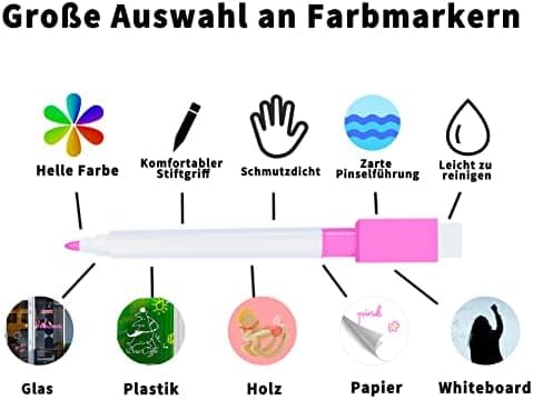 Tintenfree VOTON Whiteboard Marker - 10 Farben, Magnetwhiteboard Stifte und Radiergummi Set für professionelle Whiteboa