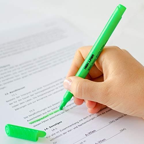 Kores High Liner Dünne gelbe strahlende Textmarker Stifte für Schul- und Büro, 12 Stück Packung,enameslerte Wassermischf
