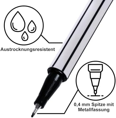 10x Fineliner Schwarz für Precises Schreiben und Zeichnen im Büro und zu Hause
| 10x Metallgefaserte Fineliner mit fein