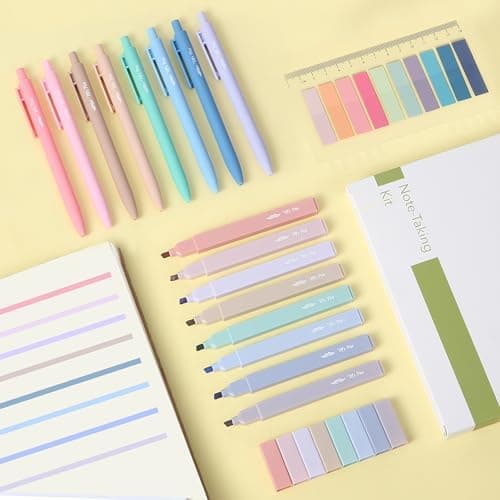Mr. Pen Aesthetic Highlighter und Stifte - Keine Tintenausstrahlung, 16 Stück, 200 Transparente Klebestreifen, Bibelstif
