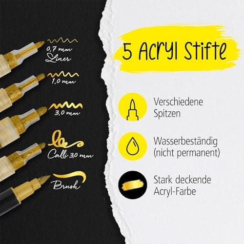 Online 5x Fineliner Schwarz wasserbeständig | mit Brush Pen und Kalligrafie-Spitze | Black Handlettering-Set | Tuschesti