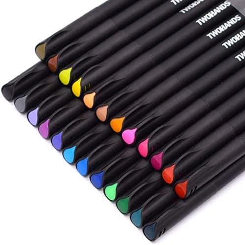 TWOHANDS 24 Farben Fineliner Stifte für Bullet Journal, 0,4mm Spitze, Perfekt für Kreatives Notizheft- und Dekorieren-Ar
