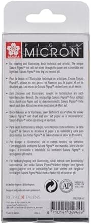 SAKURA Pigma Micron Stifte, wasserfeste Tinte,permanent für Schreiben und Zeichnen
| SakuraMicron Fineliner Stifte 6er-