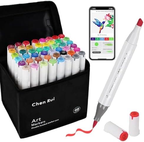 Chen Rui 60 Farben Alkohol Marker für Erwachsene und Kinder - Doppelspitze Pinsel & Meißel - Alkoholmarker für Malen, Sk