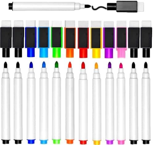 12 Stück Whiteboard Stifte 9 Farben Magnetische Dry Erasable Marker für Büro und Zuhause
| 12 x 9 Farben Whiteboard Mar