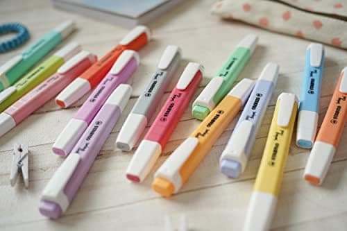 STABILO Textmarker swing cool Pastel für Kinder - Schulzweck - 14er Pack - Unenschädliche Farben - Schulbuch UV-Unterstr