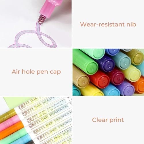 Permanent Paint Marker Stifte Set 12PCS für DIY & Basteln
| 2-in-1 Schimmernde Dual-Line Metallic Marker für Schule & K