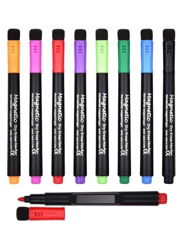 Whiteboard Marker Magnetisch Schwamm 2 in 1 8 Farben Trocken Abwischbar Rundspitze 1-2mm Zuhause Schule Büro