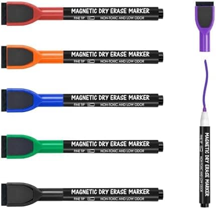Maxtek Magnetische Whiteboard Marker - 12 Farben, abwischbar, Feinspitze 1-2 mm, für Zuhause, Schule & Büro (12 Stück) G