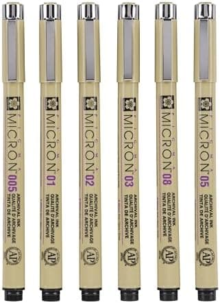 SAKURA Pigma Micron Stifte, wasserfeste Tinte,permanent für Schreiben und Zeichnen
| SakuraMicron Fineliner Stifte 6er-