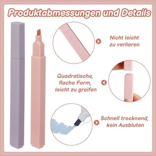 33 Stück Textmarker Pastell Set für Büro und Schulalltag - Aesthetic Marker mit 10 Ersatzminen und 6 Korrekturbändern
|