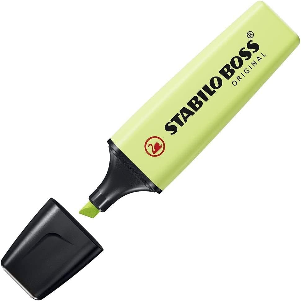 STABILO Textmarker BOSS ORIGINAL Pastel - 6er Pack - Pudriges Gelb, cremige Pfirsichfarbe, rosiges Rouge, Schimmer von L