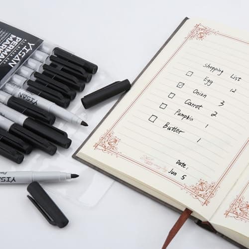 YISAN Schwarz Permanent Marker, dünn, für Kunststoff, Stein, Glas, Metall - 150 Stück - feine Spitze - Permanenttinte 71