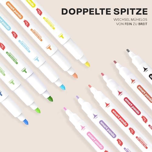 Whiteboard Marker von SmartPanda – Abwischbare Stifte, Doppelspitze, 12er Set - Perfect für Meetings - Länger haltbar –