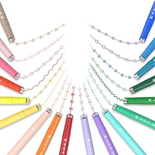 AECHY 12er Set Textmarker für Kreative, Studierende und Kinder - 10 Muster, 12 Farben, feine Linien und Highlighter - Ge