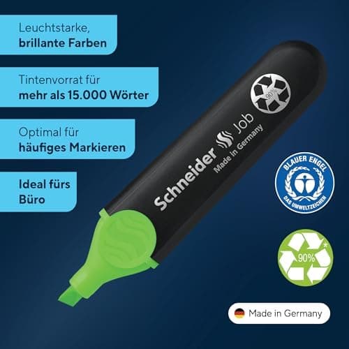 Schneider Job 150 Pastell Textmarker - recycelter Kunststoff, Der blaue Engel ausgezeichnet, 10er Pack rosé