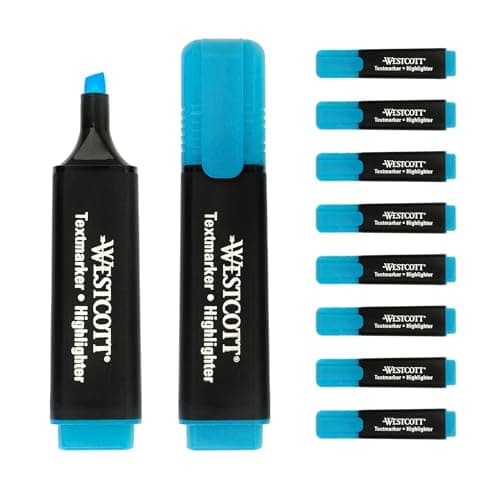 Westcott Textmarker E-743687 00 | 10 Stück gelb | 10er Pack | Leuchtendes Gelb | 2-5 mm Strichstärke | Premium Tinte aus