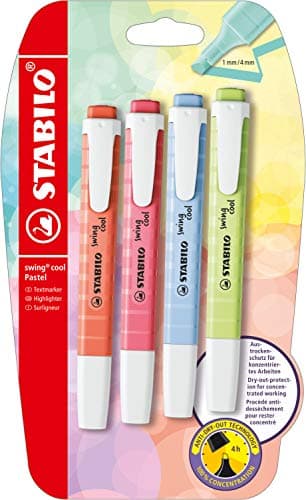 STABILO Textmarker swing cool Pastel für Kinder - Schulzweck - 14er Pack - Unenschädliche Farben - Schulbuch UV-Unterstr