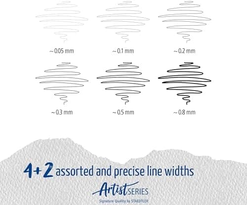 Staedtler Fineliner Schwarz, Set mit 6 Linienbreiten, hohe Qualität, Dokumentenecht, Montage, 308 SB6P
| Staedtler Pigm