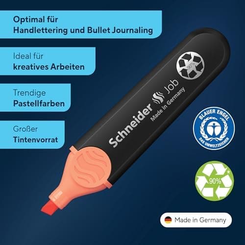 Schneider Job 150 Pastell Textmarker - recycelter Kunststoff, Der blaue Engel ausgezeichnet, 10er Pack rosé